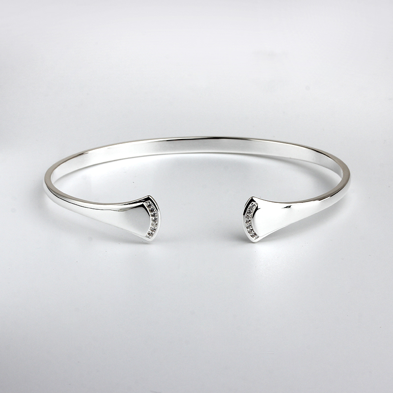 925 Sterling Silver CZ Open Bangles