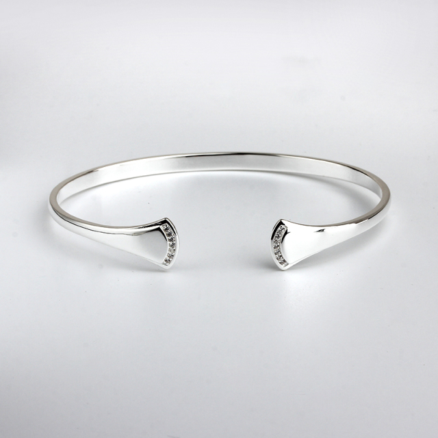 925 Sterling Silver CZ Open Bangles