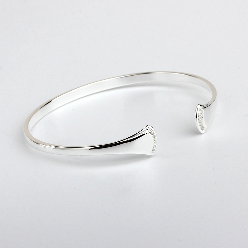 925 Sterling Silver CZ Open Bangles