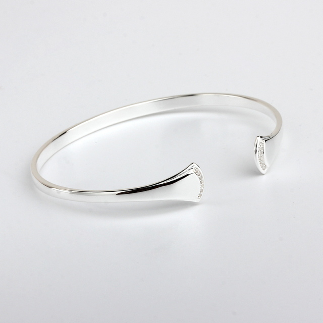 925 Sterling Silver CZ Open Bangles