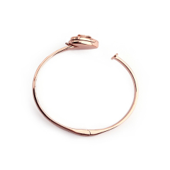 925 Sterling Silver CZ Heart Locket Charm Open Bangle
