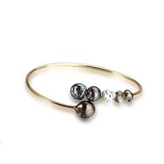 Fresh Water Pearl 925 Sterling Silver Open Bangle