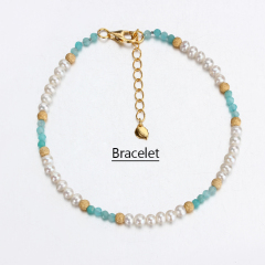 925 Sterling Silver Pearl And Gemstone Bracelet Women Jewelry