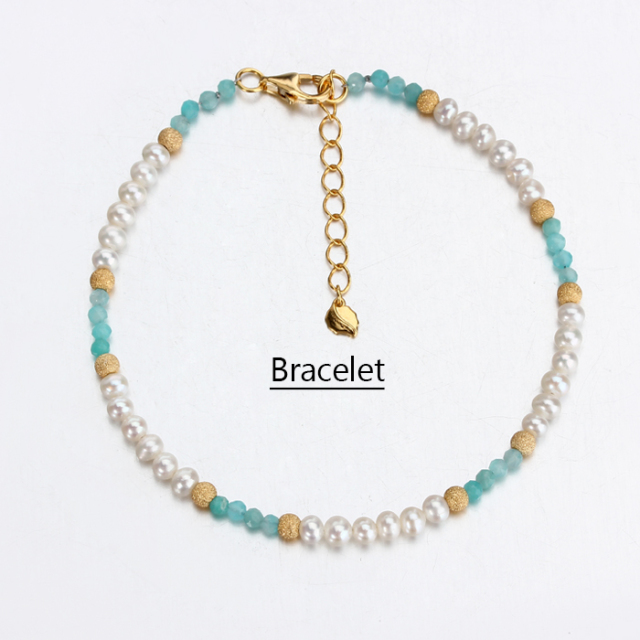 925 Sterling Silver Pearl And Gemstone Bracelet Women Jewelry