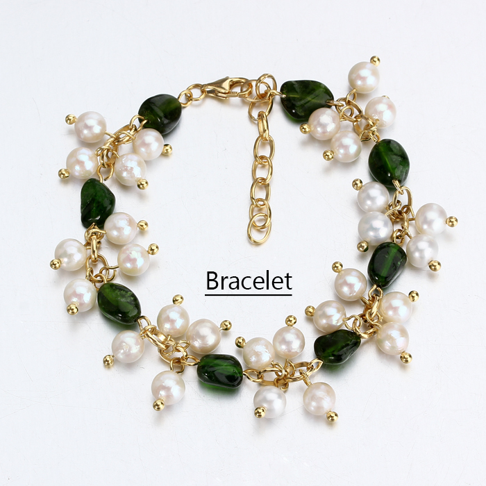 925 Sterling Silver Pearl With Gemstone Bracelet Jewelry For Women