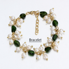 925 Sterling Silver Pearl With Gemstone Bracelet Jewelry For Women
