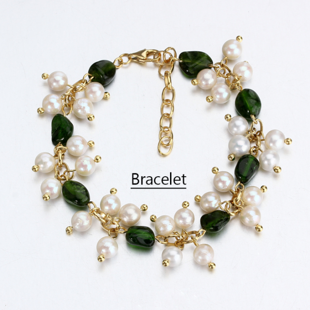 925 Sterling Silver Pearl With Gemstone Bracelet Jewelry For Women