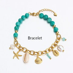 925 Sterling Silver Amazon Stone Pearl Bracelet