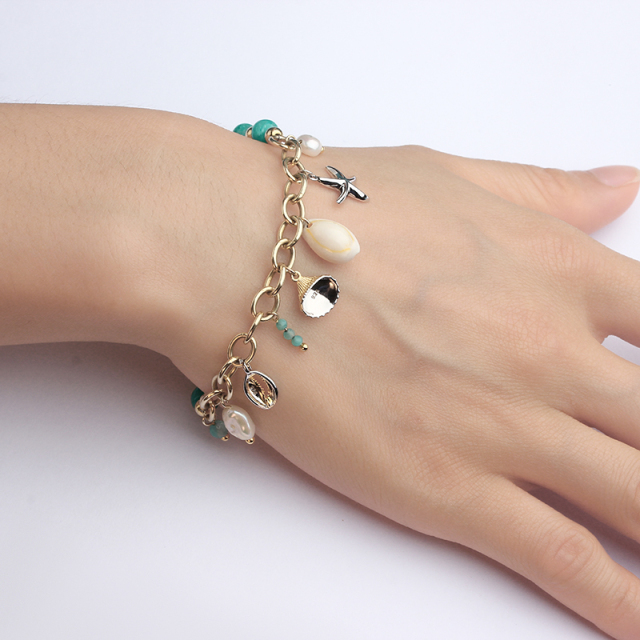 925 Sterling Silver Amazon Stone Pearl Bracelet