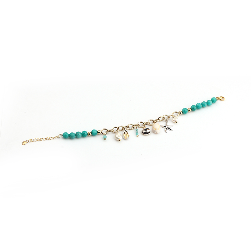 925 Sterling Silver Amazon Stone Pearl Bracelet