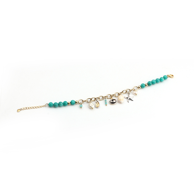 925 Sterling Silver Amazon Stone Pearl Bracelet