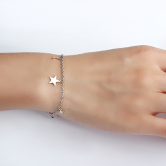 925 Sterling Silver CZ Star And Moon Bracelet