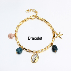 925 Sterling Silver Pearl Long Link Chain Bracelet For Women