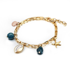 925 Sterling Silver Pearl Long Link Chain Bracelet For Women