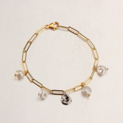 925 Sterling Silver Baroque Pearl Unique Design Bracelet