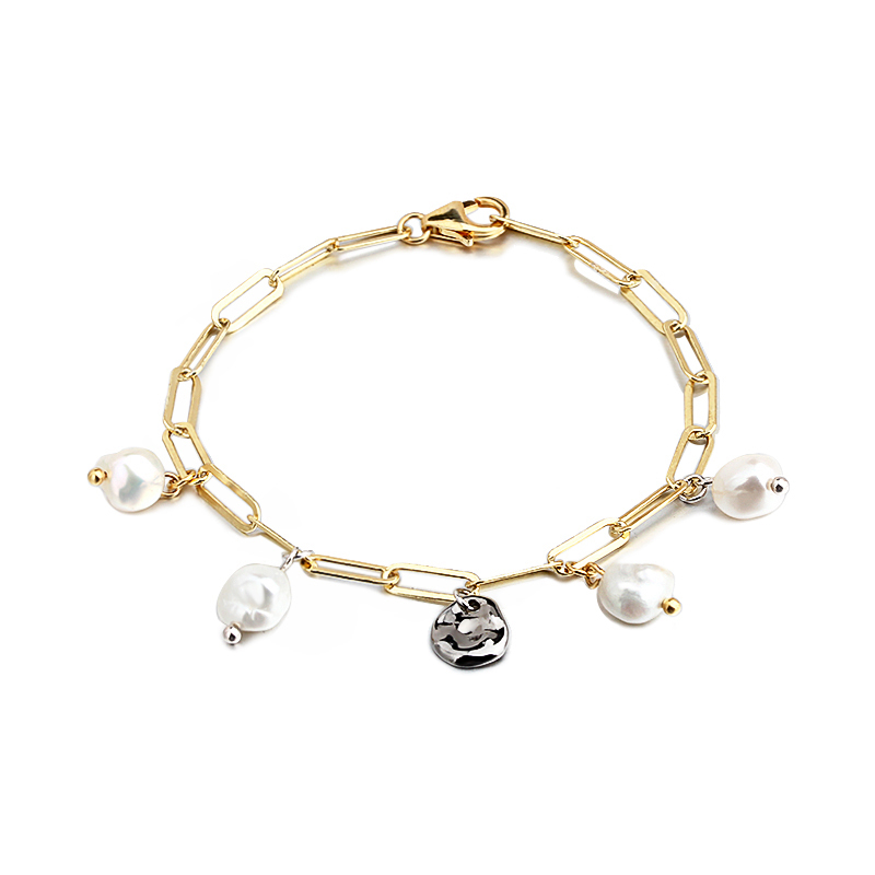 925 Sterling Silver Baroque Pearl Unique Design Bracelet