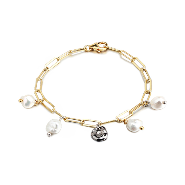 925 Sterling Silver Baroque Pearl Unique Design Bracelet