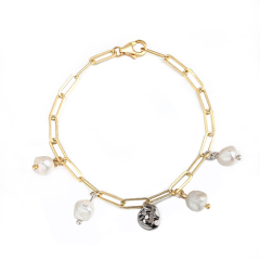 925 Sterling Silver Baroque Pearl Unique Design Bracelet