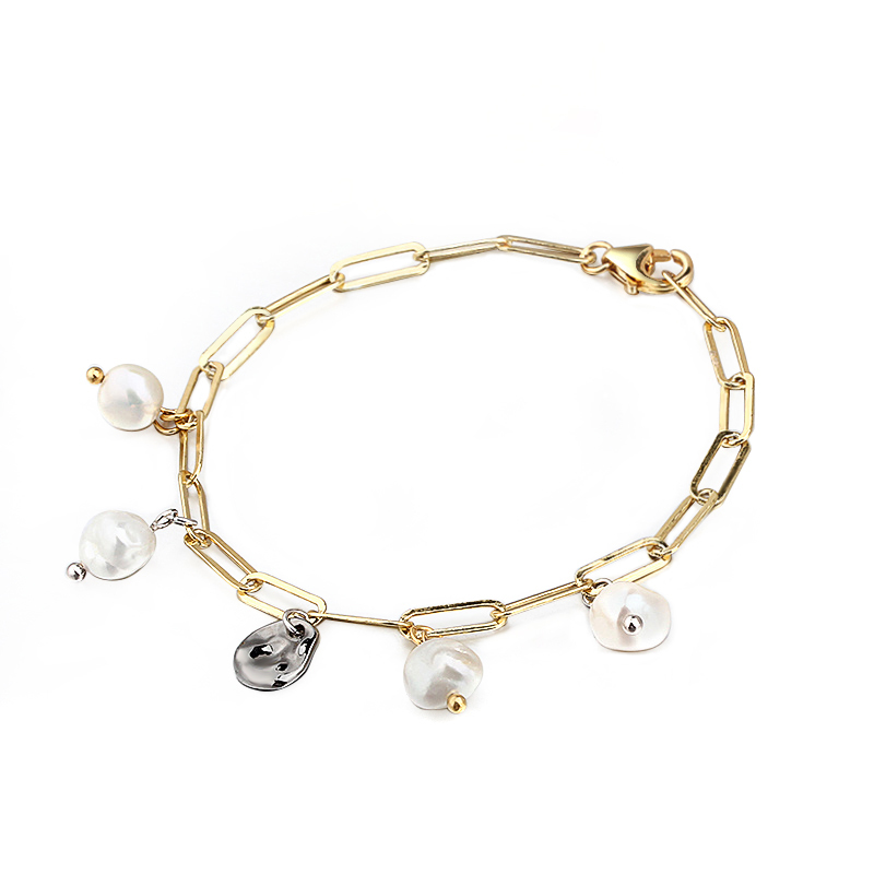 925 Sterling Silver Baroque Pearl Unique Design Bracelet