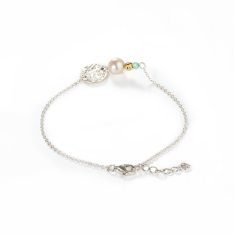 925 Sterling Silver Pearl CZ Gemstone Bracelets For Women Jewelry