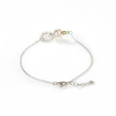 925 Sterling Silver Pearl CZ Gemstone Bracelets For Women Jewelry