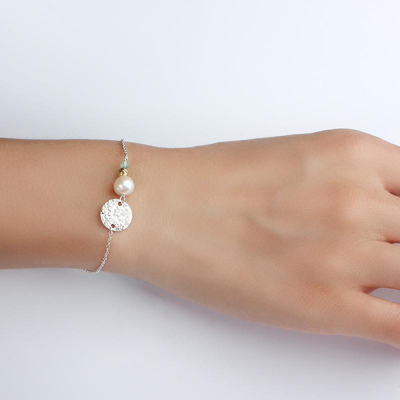 925 Sterling Silver Pearl CZ Gemstone Bracelets For Women Jewelry