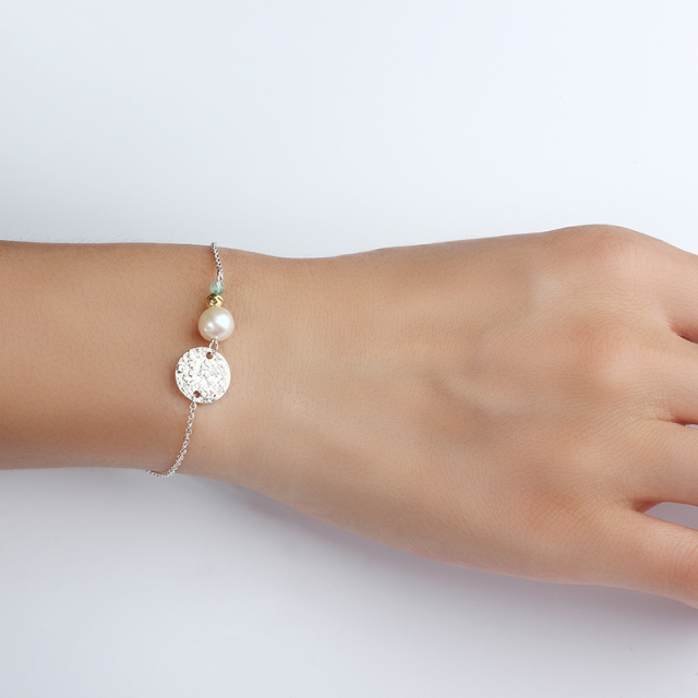 925 Sterling Silver Pearl CZ Gemstone Bracelets For Women Jewelry