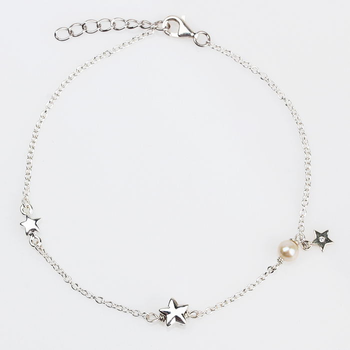 925 Sterling Silver Freshwater Pearl Star Bracelet Jewelry