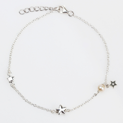 925 Sterling Silver Freshwater Pearl Star Bracelet Jewelry