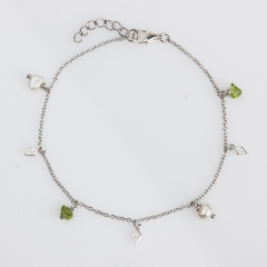 925 Sterling Silver Pearl And Peridot Bracelet Women Jewelry