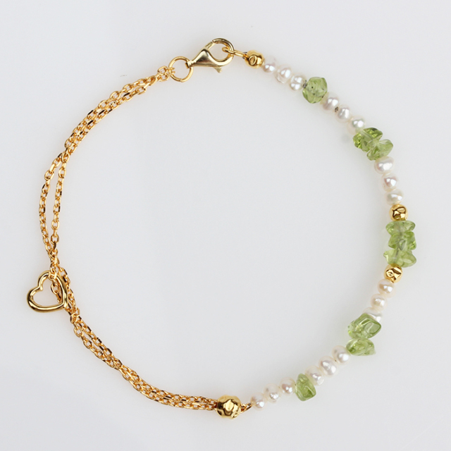 925 Sterling Silver Green Olivine Bracelet Gift For Girl