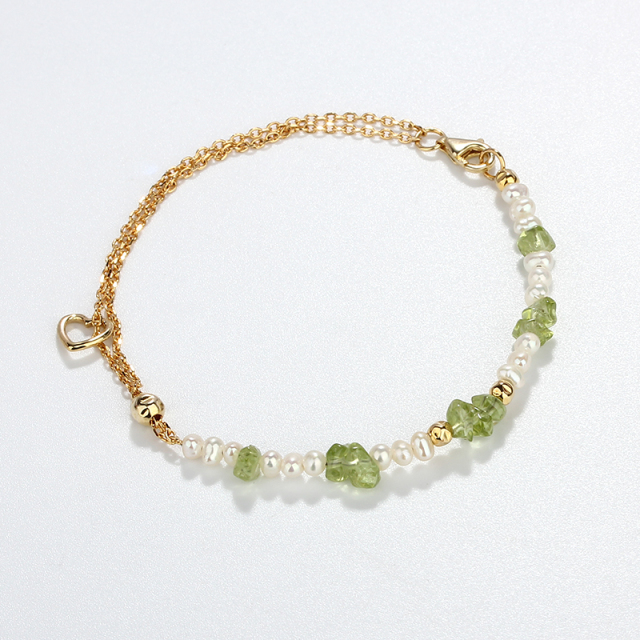 925 Sterling Silver Green Olivine Bracelet Gift For Girl