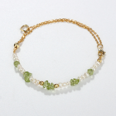 925 Sterling Silver Green Olivine Bracelet Gift For Girl