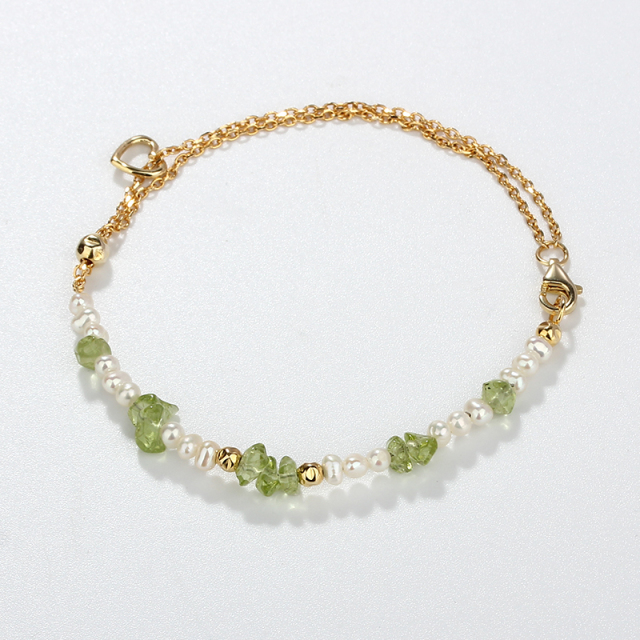 925 Sterling Silver Green Olivine Bracelet Gift For Girl