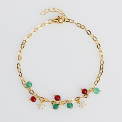 925 Sterling Silver Star Charm Agate Bracelet