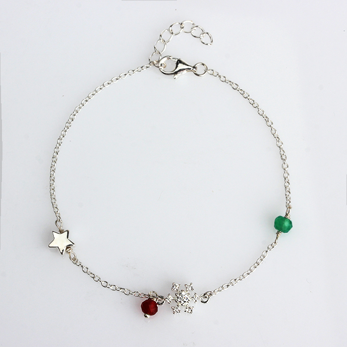 925 Sterling Gemstone Star And Snow Bracelet For Women