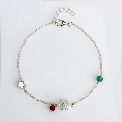 925 Sterling Gemstone Star And Snow Bracelet For Women