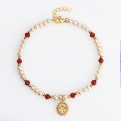 925 Sterling Silver Pearl And Gemstone Bracelet For Women