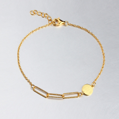 925 Sterling Silver Long Link Chain Bracelet For Women
