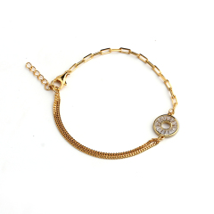 925 Sterling Silver Round Shape Trapezoid CZ Bracelet For Women