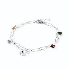 925 Sterling Silver Round Shape Disc Tourmaline Bracelet For Women