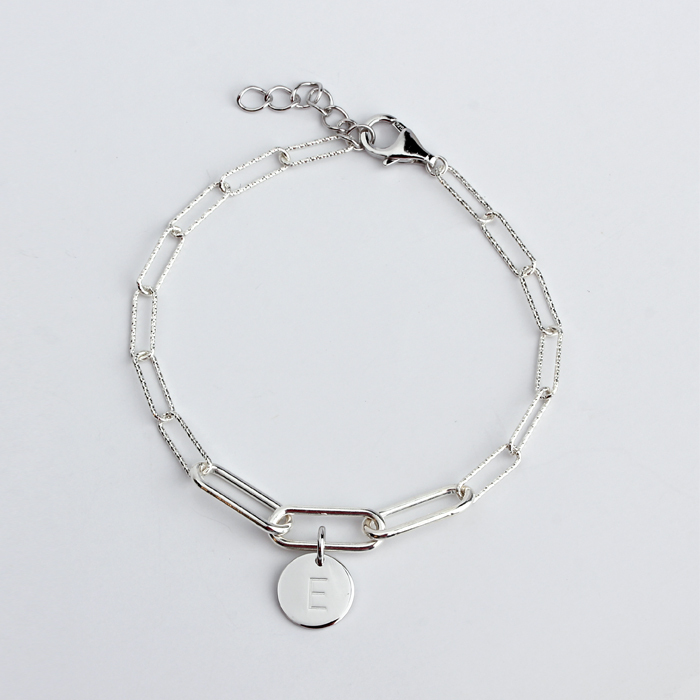 925 Sterling Silver Blank Tag Long Link Chain Bracelet