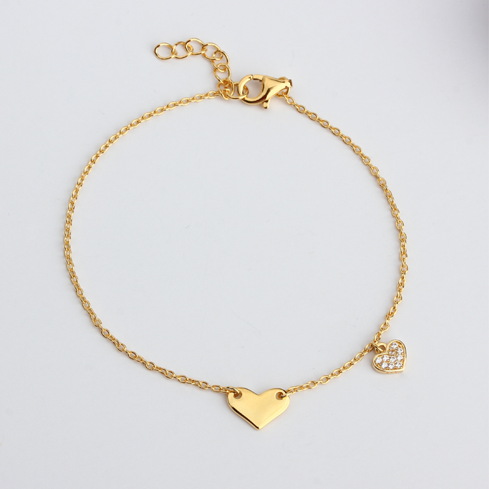 925 Sterling Silver Modern Stylish Blank Heart  Charm Bracelet