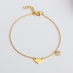 925 Sterling Silver Modern Stylish Blank Heart  Charm Bracelet