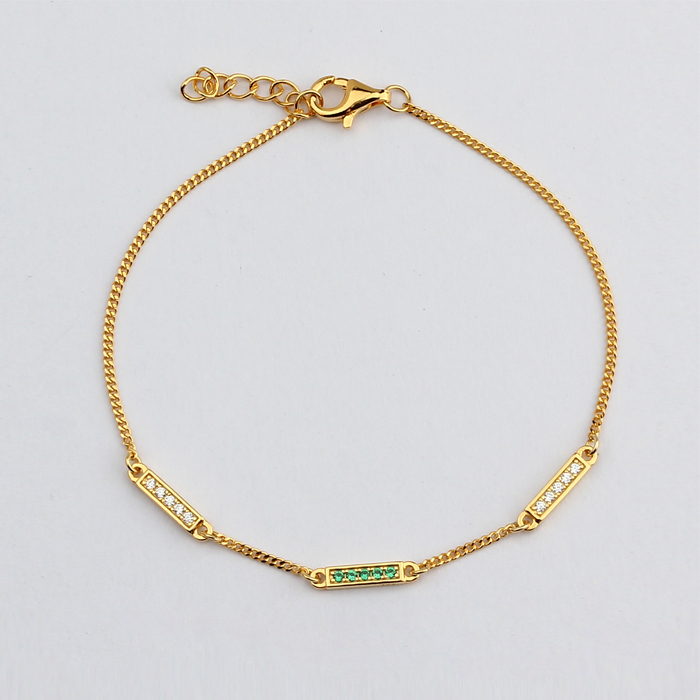 925 Sterling Silver CZ Connector Bracelet For Women