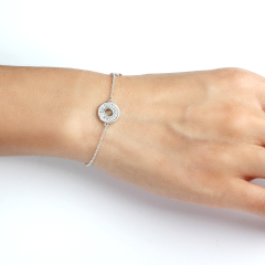 925 Sterling Silver Round Circle Shape Star Charm Bracelet