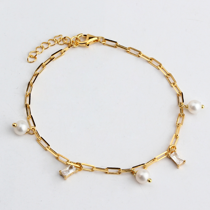 925 Sterling Silver Fashion Charm Long Link Chain Bracelet