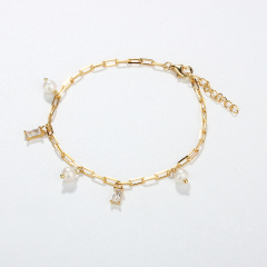 925 Sterling Silver Fashion Charm Long Link Chain Bracelet