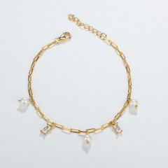 925 Sterling Silver Fashion Charm Long Link Chain Bracelet