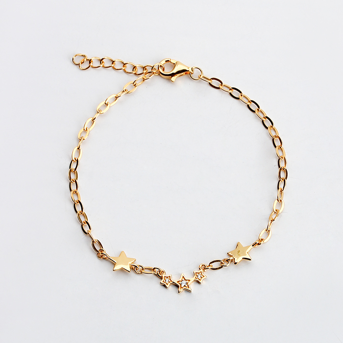 925 Sterling Silver Cable Chain Star Connector Bracelet